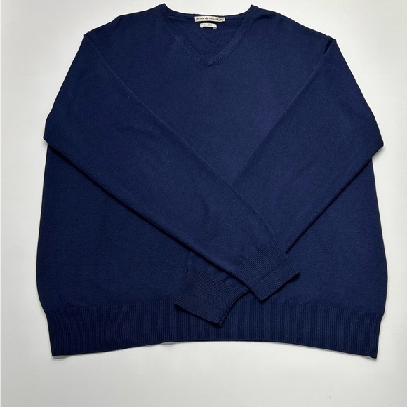 Peter Millar Men's V-Neck Navy Sweater XL Silk/Cashmere/Cotton Blend Luxurious - Picture 4 of 13